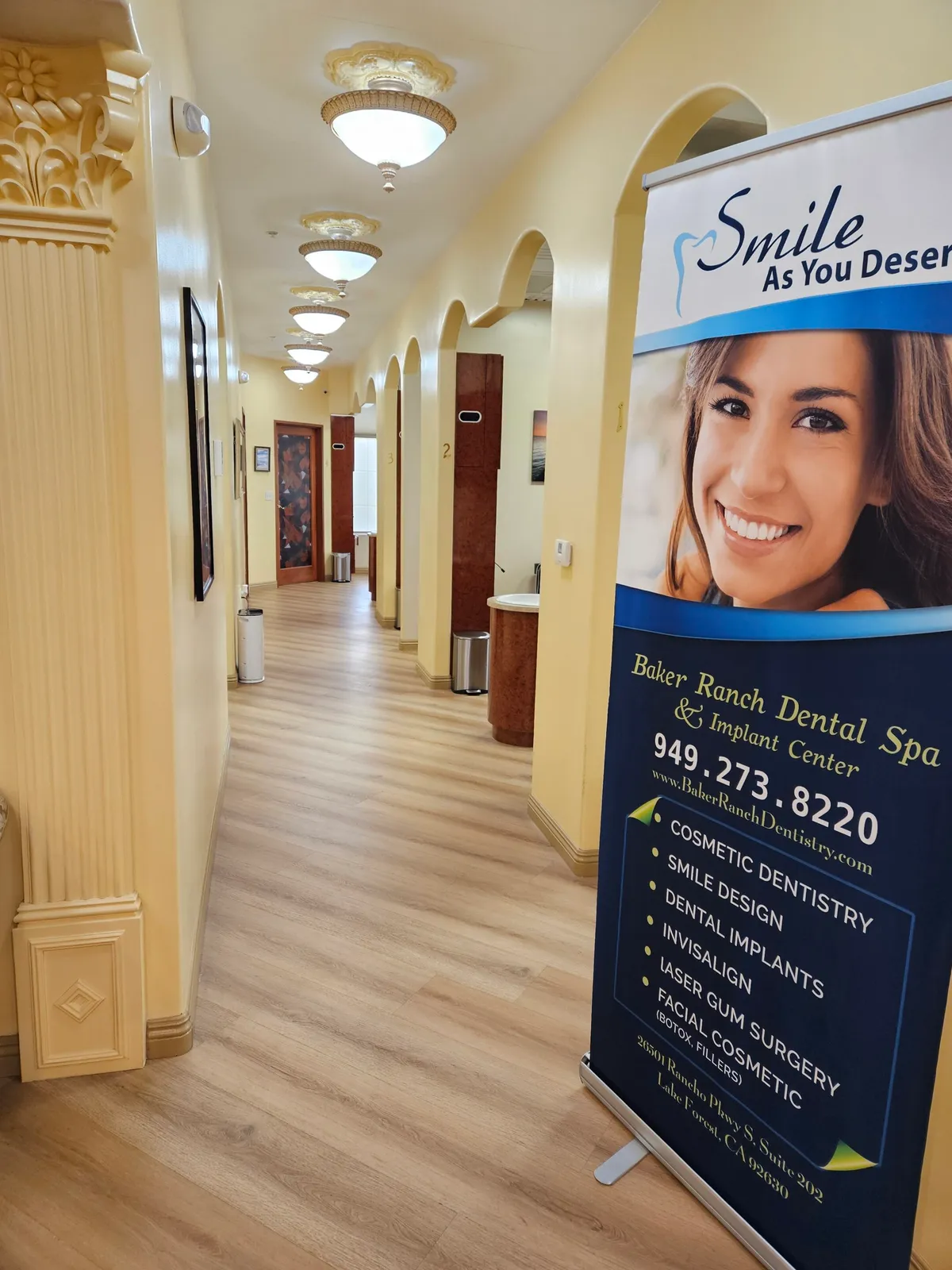 Hallway of private treatment suites at Baker Ranch Dental Spa, 26501 Rancho Pkwy S, Lake Forest